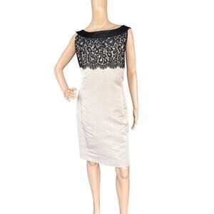 St. John Two-Tone Black & Gray Knit Sheath Dress Sz 14 Designer Evening Cocktail